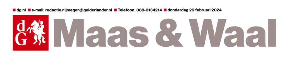 de Gelderlander, kop Maas & Waal editie van donderdag 29 februari 2024.