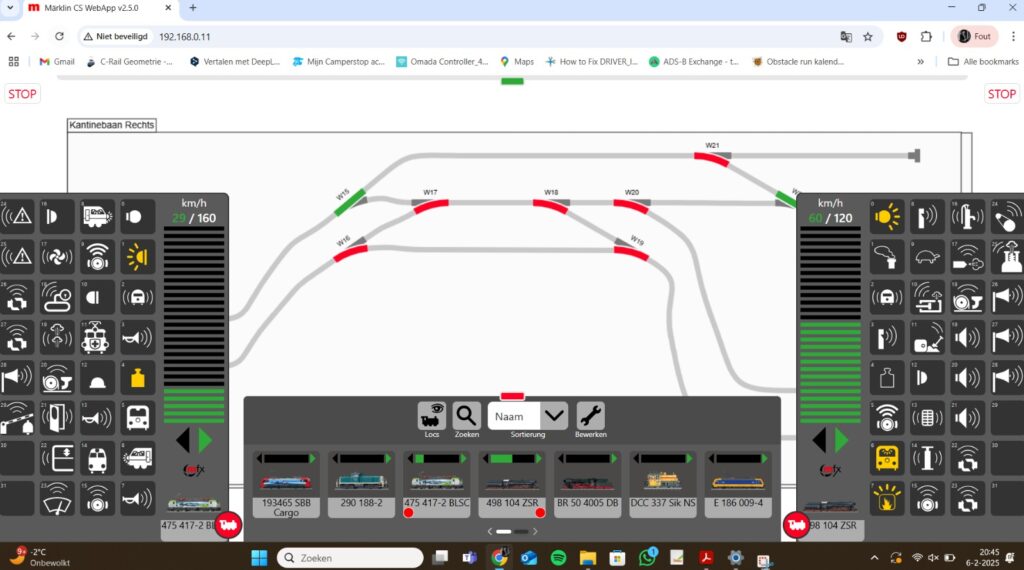 Invoer van het Banenplan in de Märklin CS3, 06-02-2025.